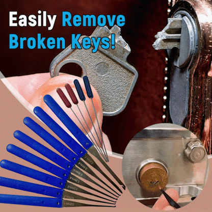12 pc Broken Key Extractor and Removal Tool Set - Fix jammed locks and keyholes