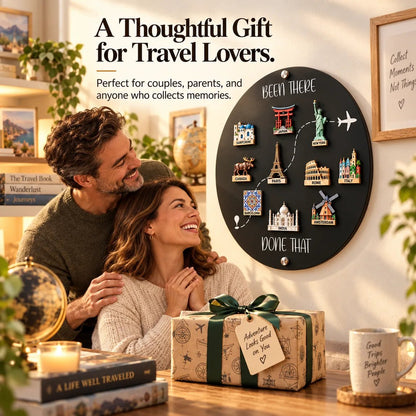 Been There, Done That Travel Magnet Display Board Round Souvenir Magnet Wall Organizer