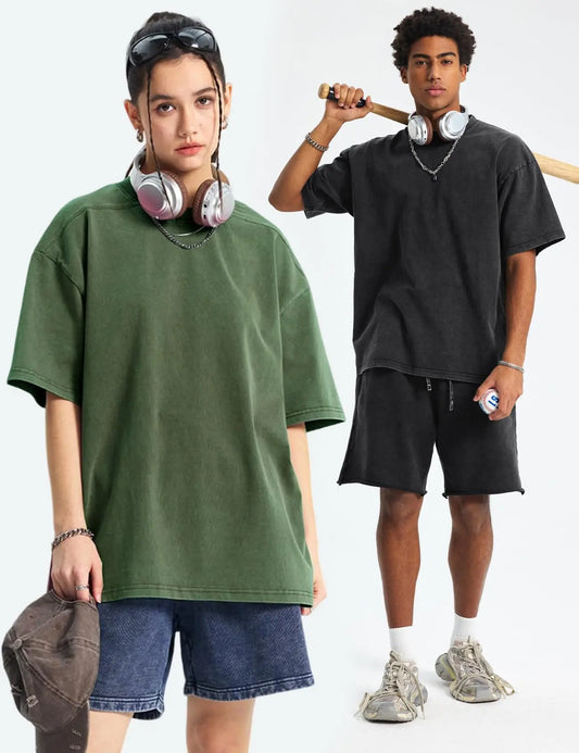1/4 Pack Oversized T shirts for Men Gym Vintage Heavyweight T Shirts Cotton Workout Acid Wash Baggy Tees