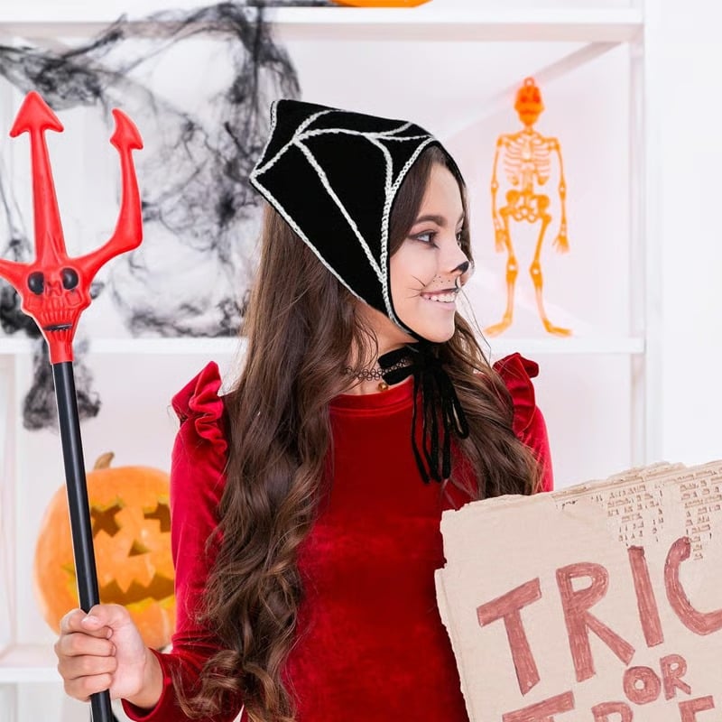 Halloween Spider Web Knit Headscarf