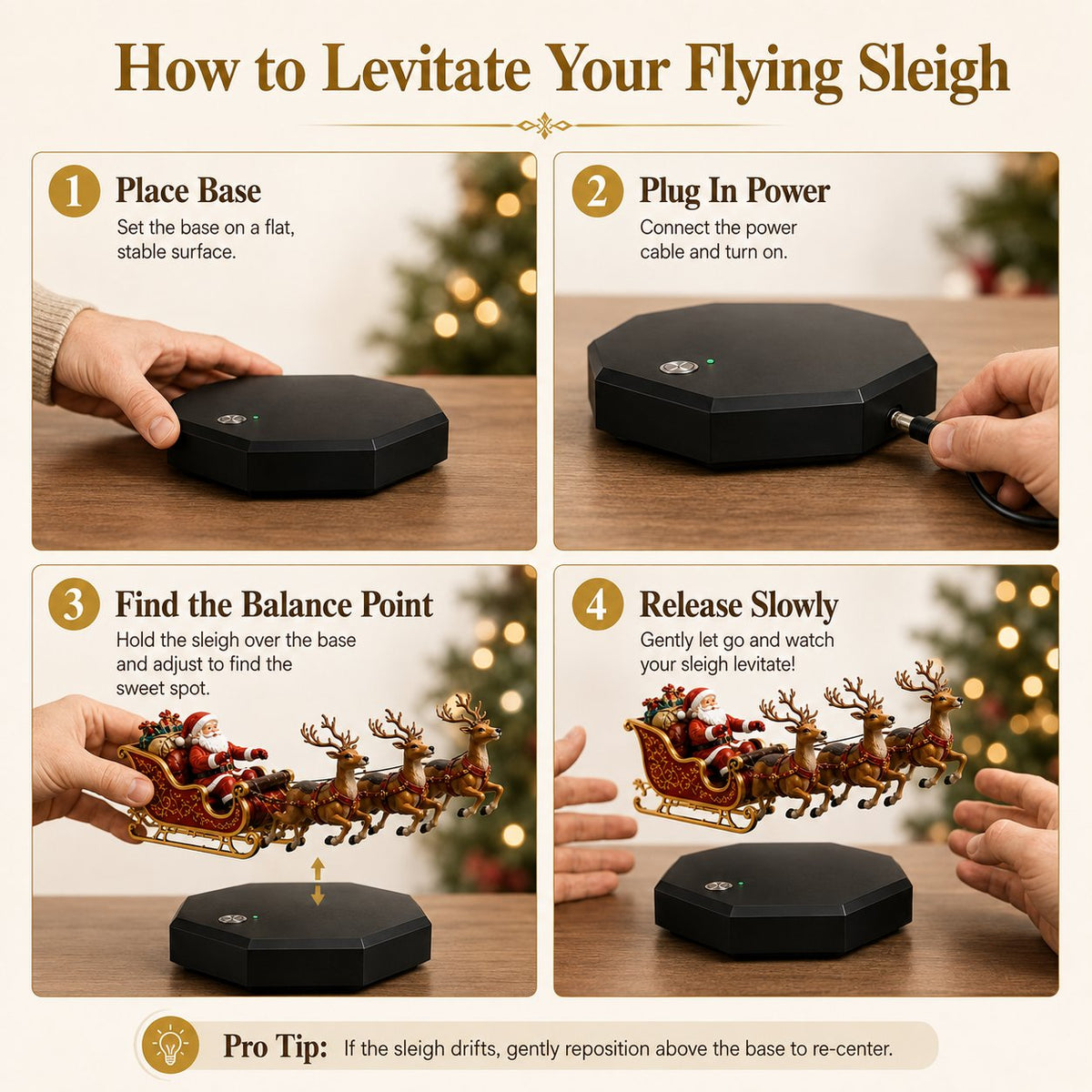 Santa Floats! Magnetic Levitation Flying Sleigh
