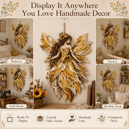 Premium Fairy Patchwork DIY Kit | High-Quality Layered Fabric with Floral Wings DIY Handmade Fantasy Wall Decor