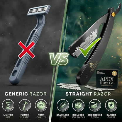Men's Professional Straight Razor Barber Kit - 100 Blades