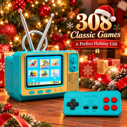 GV300 Retro Mini TV Gaming Console 2.8' IPS Screen, 308 Classic Games & Wireless Controller