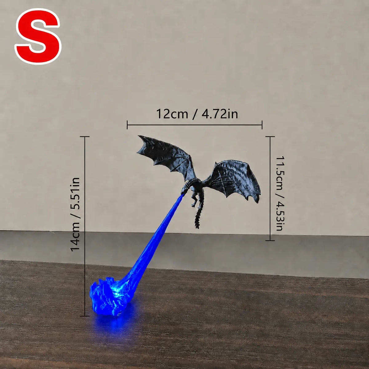 3D Printed Illuminated Dragon Flame Book Nook, Mystical Fantasy Bookshelf Decor with LED Light