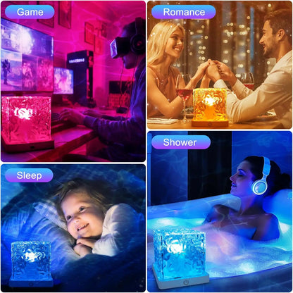 Rechargeable Waterproof Shower Light 16 Colors Ocean Wave Projector with Remote
