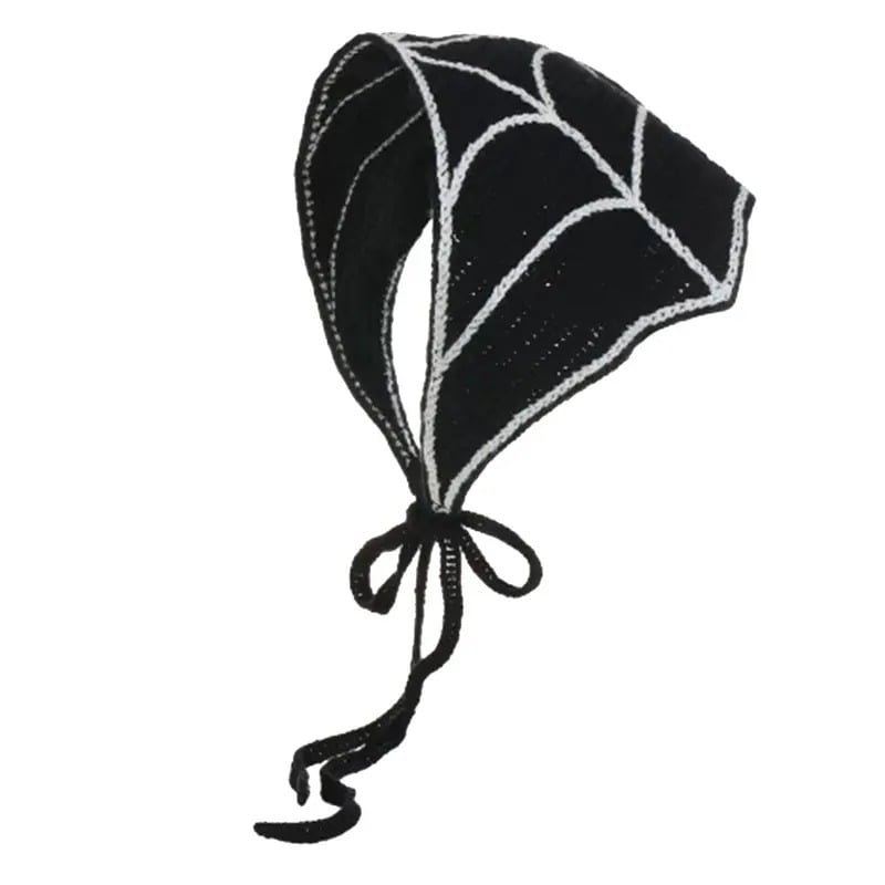 Halloween Spider Web Knit Headscarf