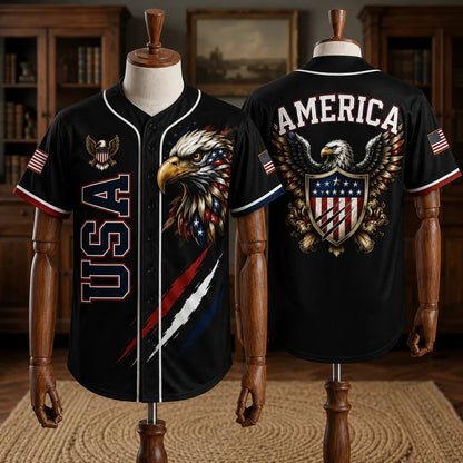 USA 250th Anniversary All-Over Print Patriotic Baseball Jersey