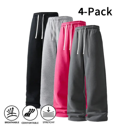 4-Pack Ultra-Soft Wide-Leg Sweatpants