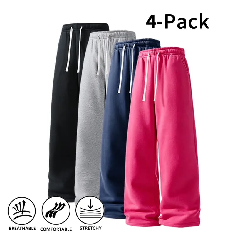 4-Pack Ultra-Soft Wide-Leg Sweatpants