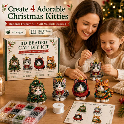 Create Your Own 3D Beaded Christmas Cats | Beginner-Friendly DIY Kit