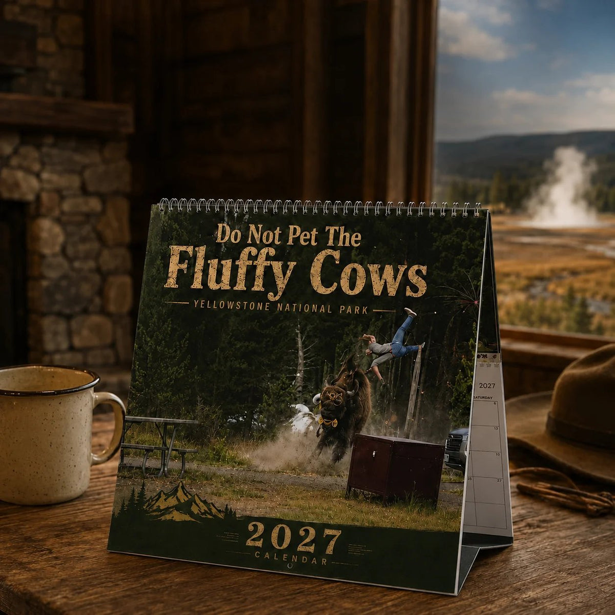 'Do Not Pet The Fluffy Cows' Bison Yellowstone National Park 2027 Wall Calendar