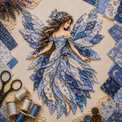 Premium Fairy Patchwork DIY Kit | High-Quality Layered Fabric with Floral Wings DIY Handmade Fantasy Wall Decor