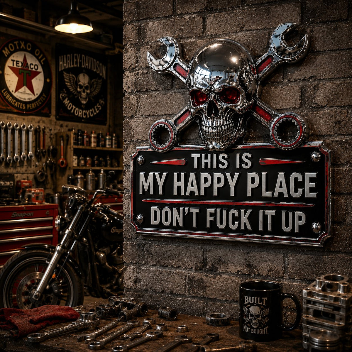 "This Is My Happy Place" Garage Wall Sign
