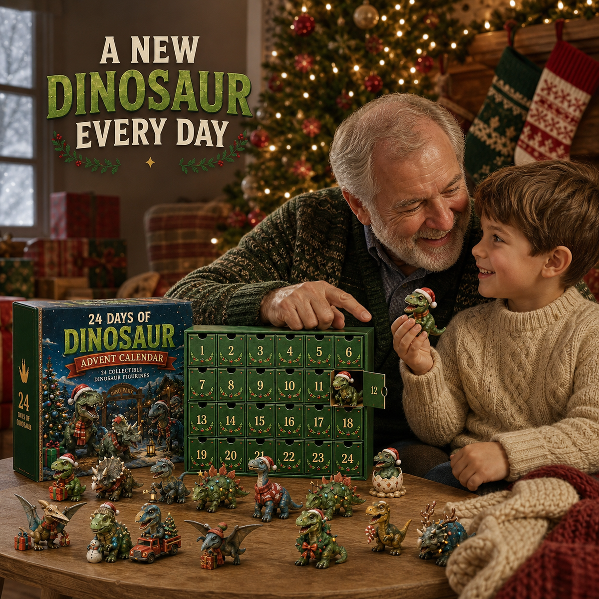 24 Days of Dinosaur Christmas Advent Calendar 24 Collectible Dino Figurines & Holiday Surprises