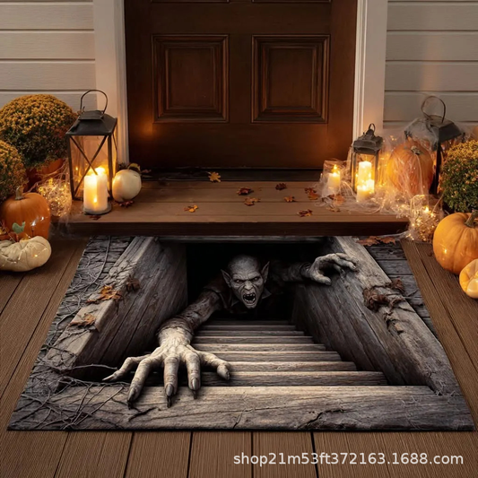 3D Skull Trap Door Illusion Mat Spooky Halloween Entrance Decor