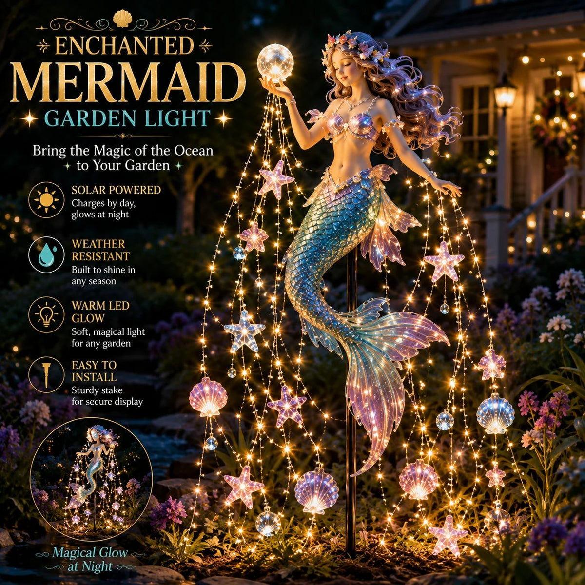 Enchanted Flower Fairy Solar Garden Light Magical Glowing Outdoor Christmas Yard Decor