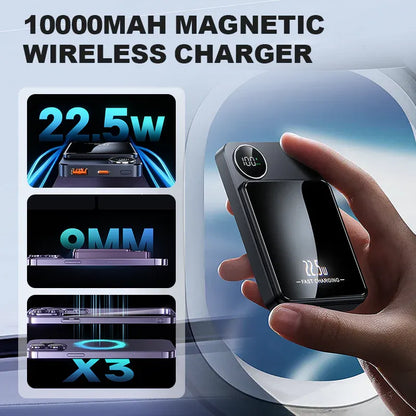 Professional Magnetic Charger for Travelers & Professionals | 22.5W Wired & 15W Wireless | 10,000 mAh | Fast Delivery!
