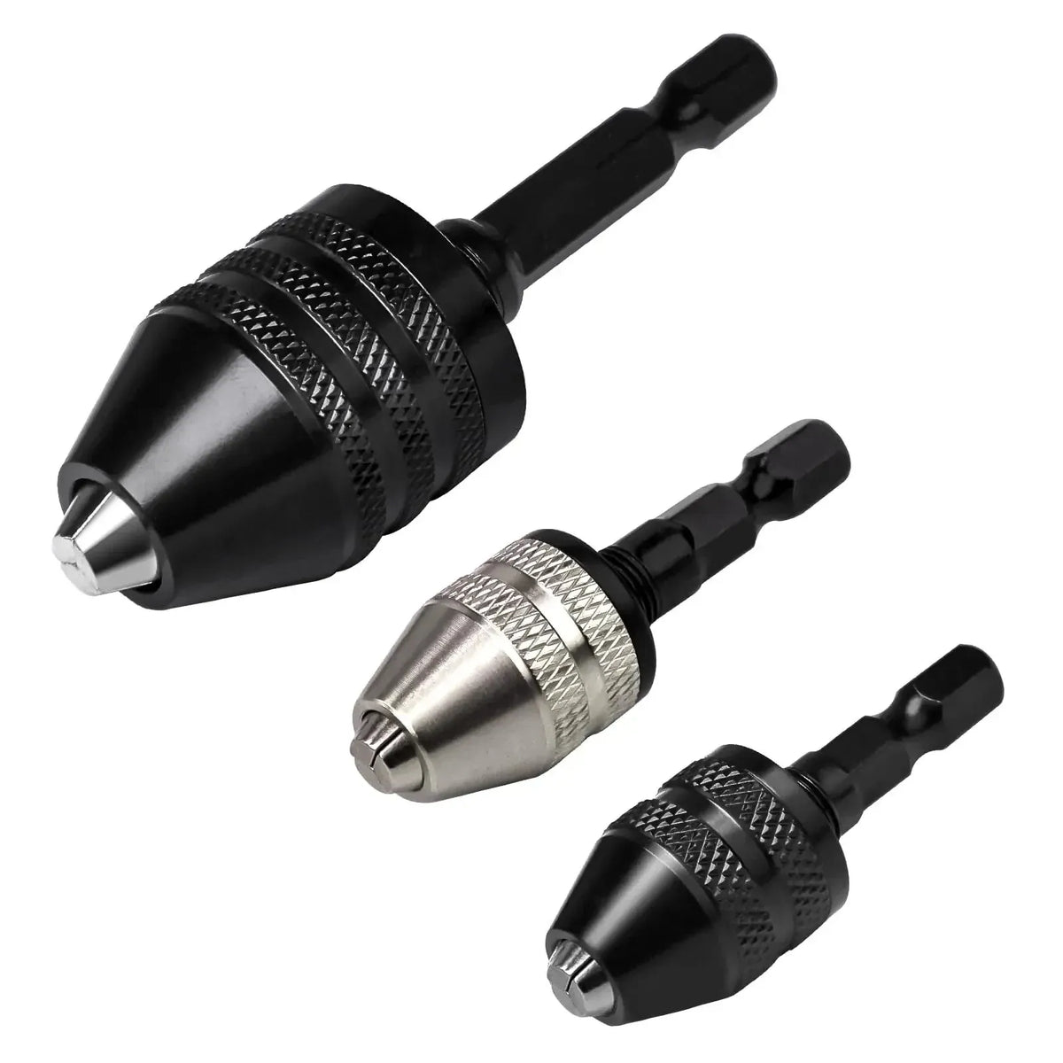 2-Piece Keyless Drill Chuck Adapter Set 1/4 Hex Quick Change (0.3-8mm) for Impact Drivers & Power Tools