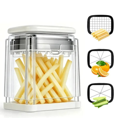 2026 - Fingersafe French Fry Cutter Stainless Steel Potato Slicer with Detachable Interchangeable Blades