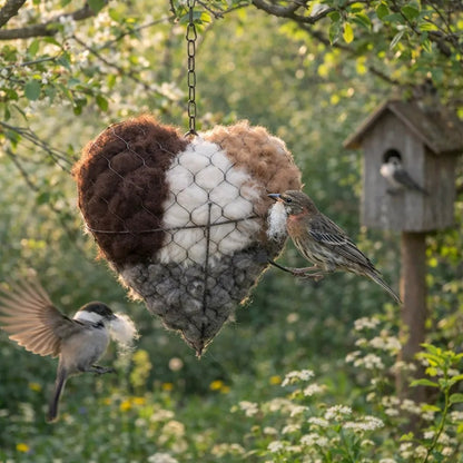 Handmade Alpaca Fiber Bird Nesting Heart
