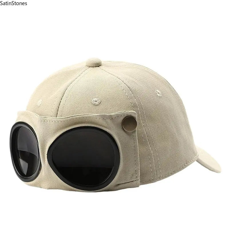 Men's Retro Pilot Baseball Cap Glasses-Ready Statement Style