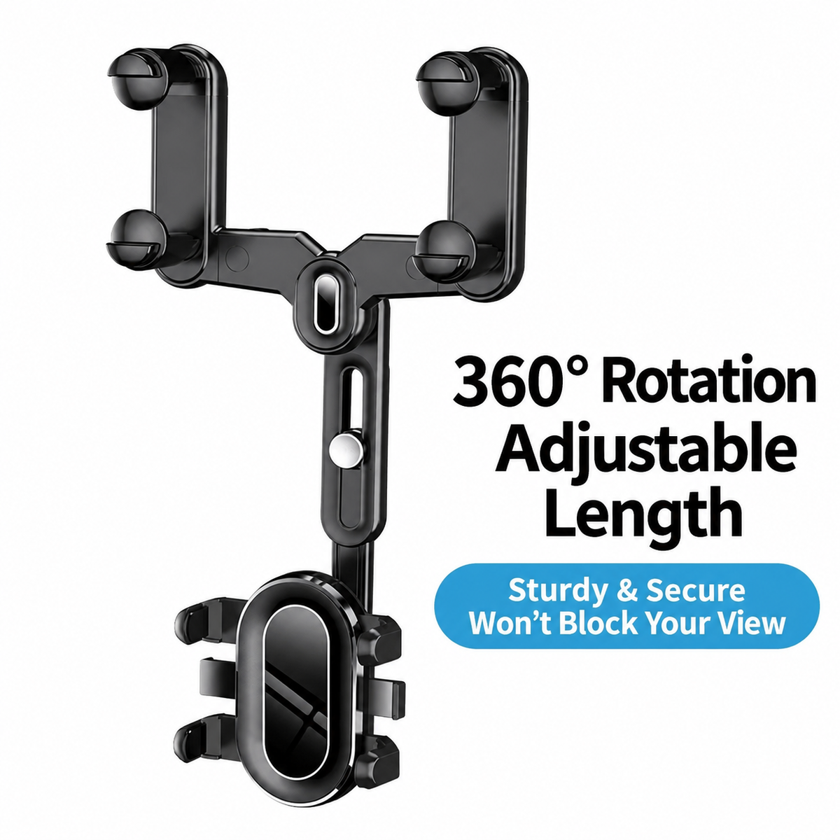 360 Rotatable and Retractable-Car Rearview Mirror Phone Holder
