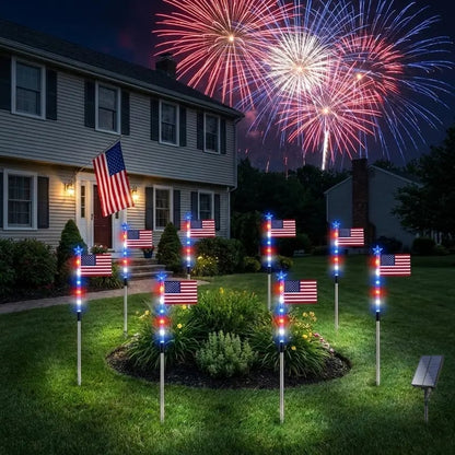 250th Independence Celebration: 8 Solar American Flag Pathway Lights