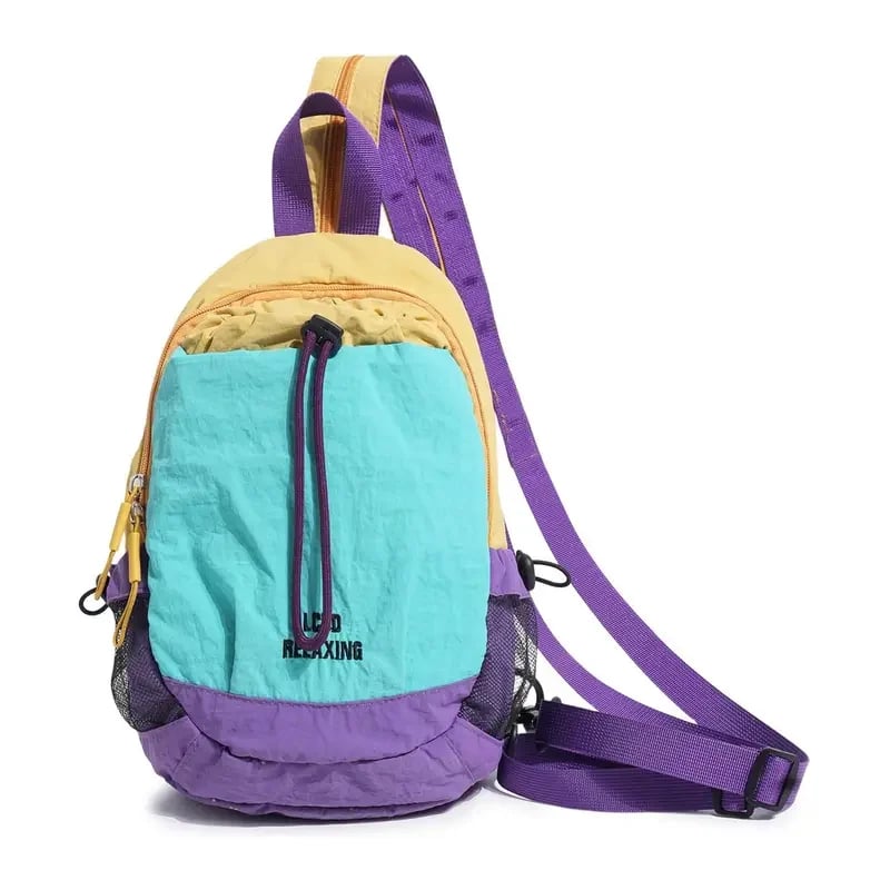 Unisex Lightweight Color Block Nylon Mini Backpack Compact & Water-Resistant Daypack for Every Adventure!