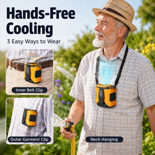 4-in-1 Portable Waist Fan - Hands-Free Cooling, 10 Speeds, 5000mAh Battery for Work & Outdoor!
