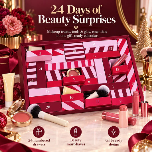 24-Day Beauty Advent Calendar for Women, Christmas Makeup Countdown Gift Box with Daily Beauty Surprises, Cosmetics
