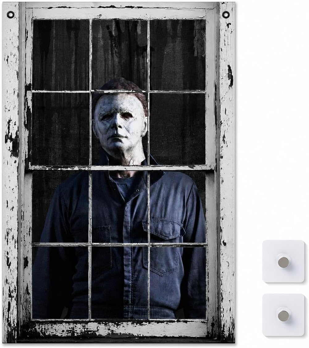 [Scare Neighbors] 3D Halloween Window Poster: Realistic Horror Scene