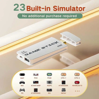 2026 Upgraded Retro Game Stick, 4K HDMI, 40000+ Classic Games, 23 Emulators, Dual Controllers
