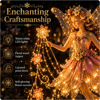 Enchanted Flower Fairy Solar Garden Light Magical Glowing Outdoor Christmas Yard Decor