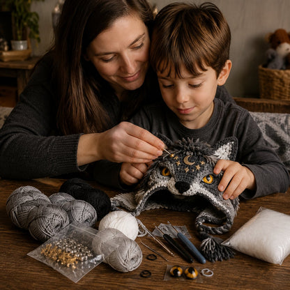 Fantasy Hood Hat DIY Crochet Kit | Premium Soft Yarn Materials with Step-by-Step Guide DIY Handmade Wearable Character