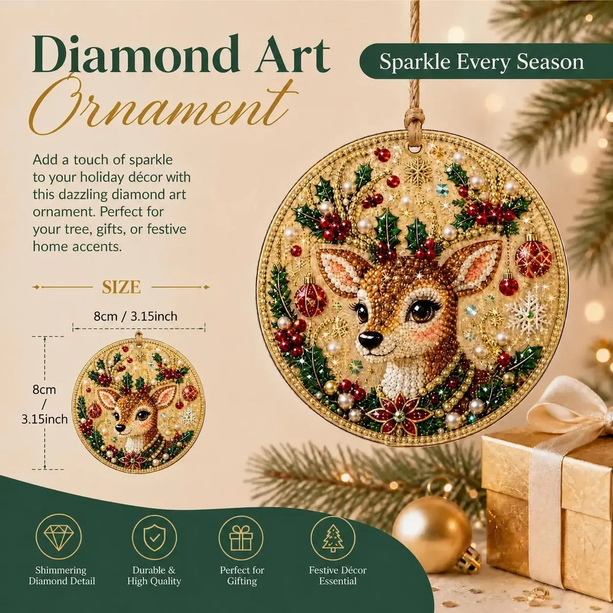 6Pcs/12Pcs Christmas DIY Diamond Painting Ornaments Kit, Xmas Tree Hanging Pendant