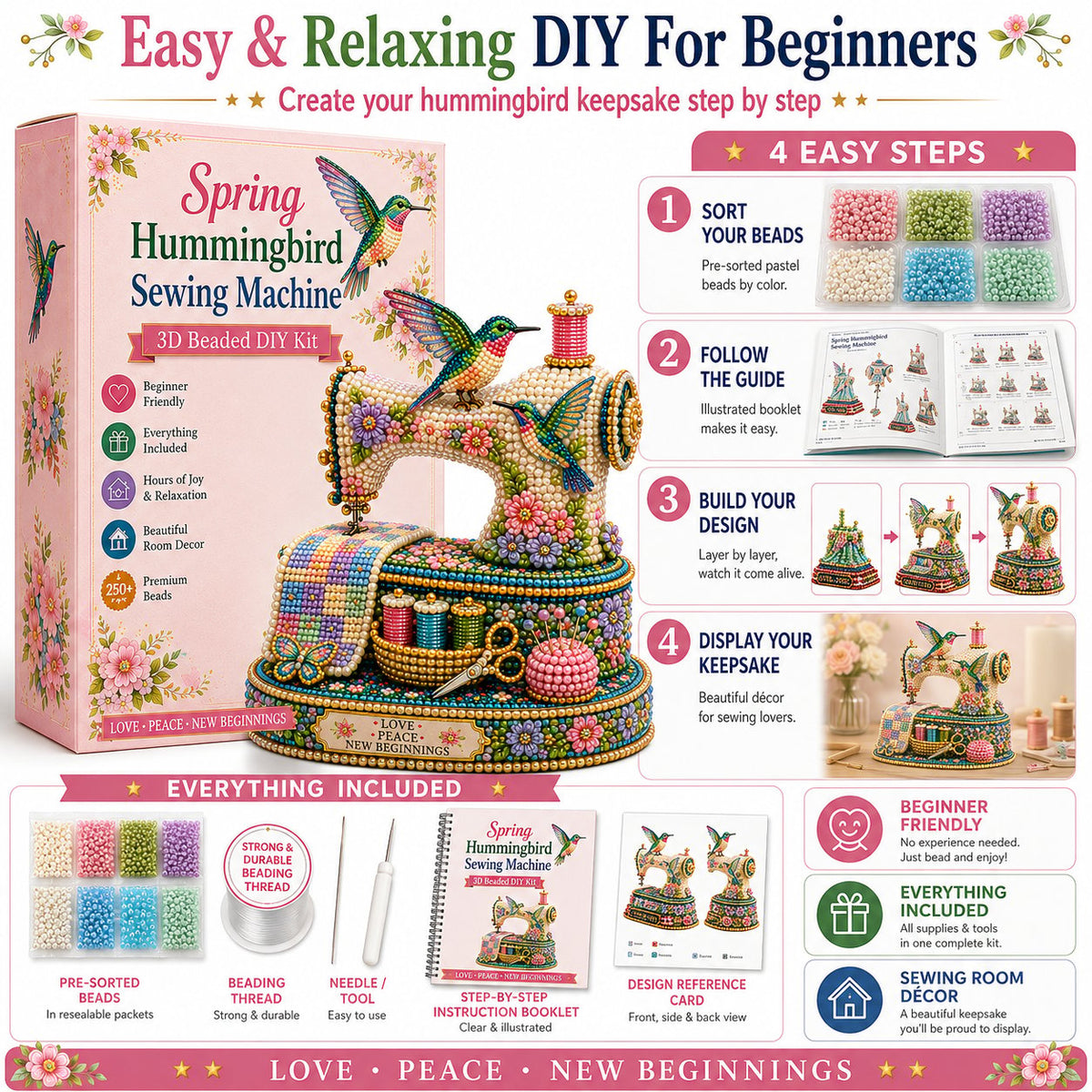 Spring Hummingbird Sewing Machine 3D Spring Limited Keepsake Edition