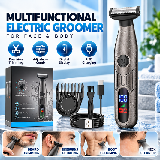 3-in-1 Electric Body Groomer Adjustable Precision Trimmer for Face & Body