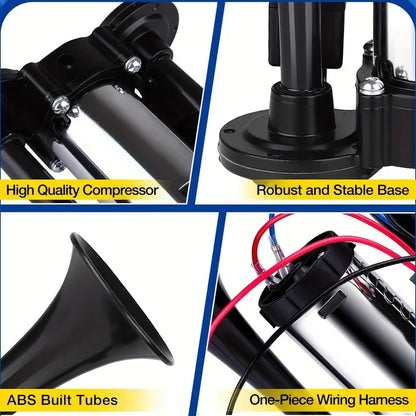2026 Upgraded 12V 130DB Air Horn Dual Horn, Horn Kit with Air Compressor