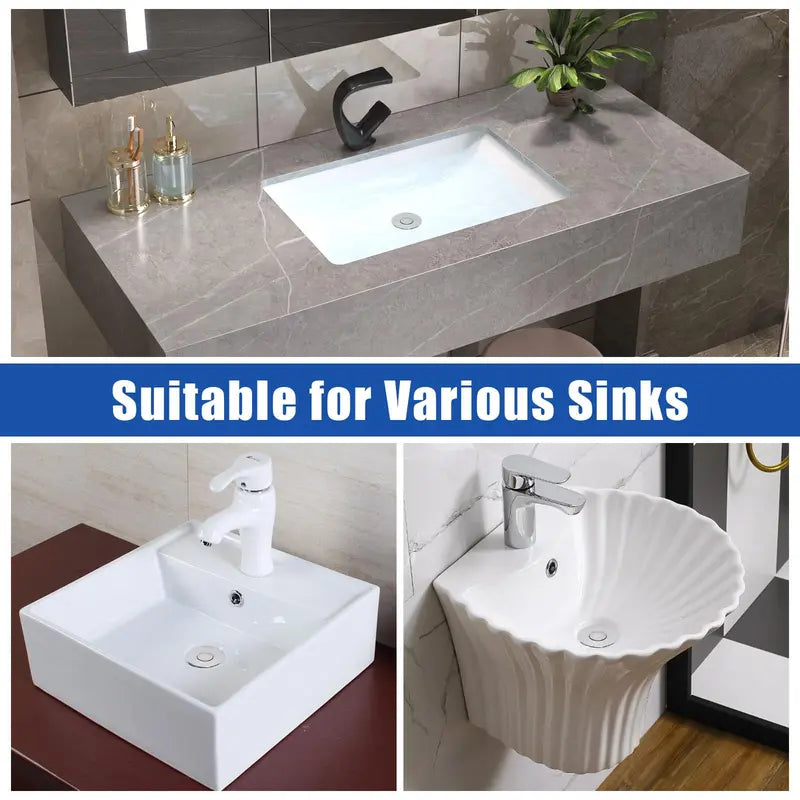 DrainGuard 2-in-1 Pop-Up Sink Stopper & Stainless Steel Hair Catcher
