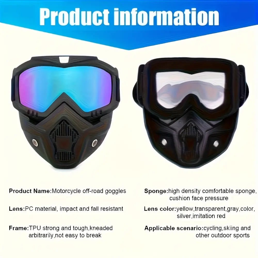 2026 - Detachable Full Face Goggle Mask