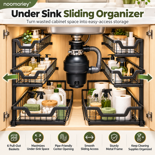 3-Tier Pull-Out Under-Sink Organizer Metal Mesh Cabinet Storage