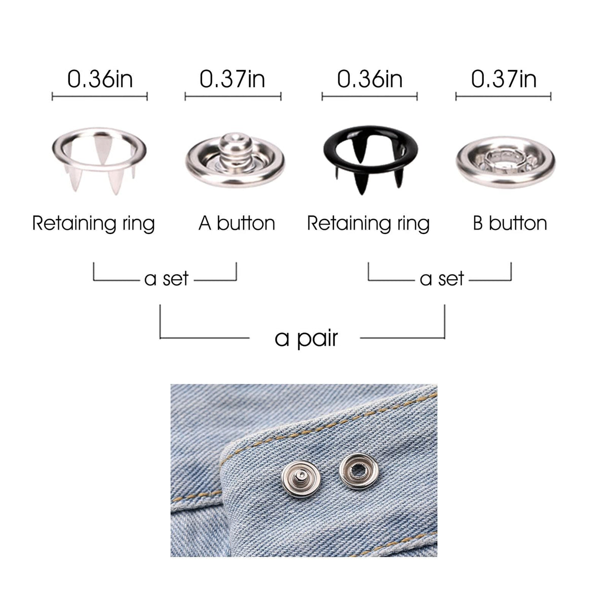 100 pcs Invisible Colored Metal Buckle & Manual Pressure Pliers Kit