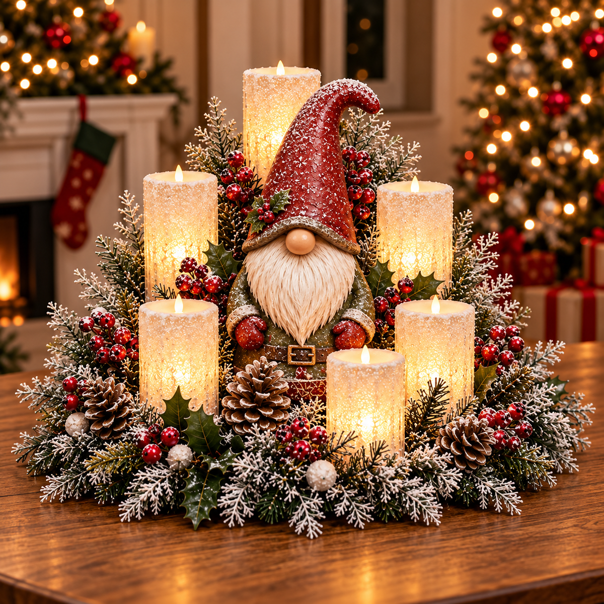 Christmas Santa Table Centerpiece Festive Winter Holiday Decor