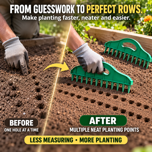 2-Pack Garden Seed Spacing Tool Multi-Row Soil Dibbler & Furrow Maker