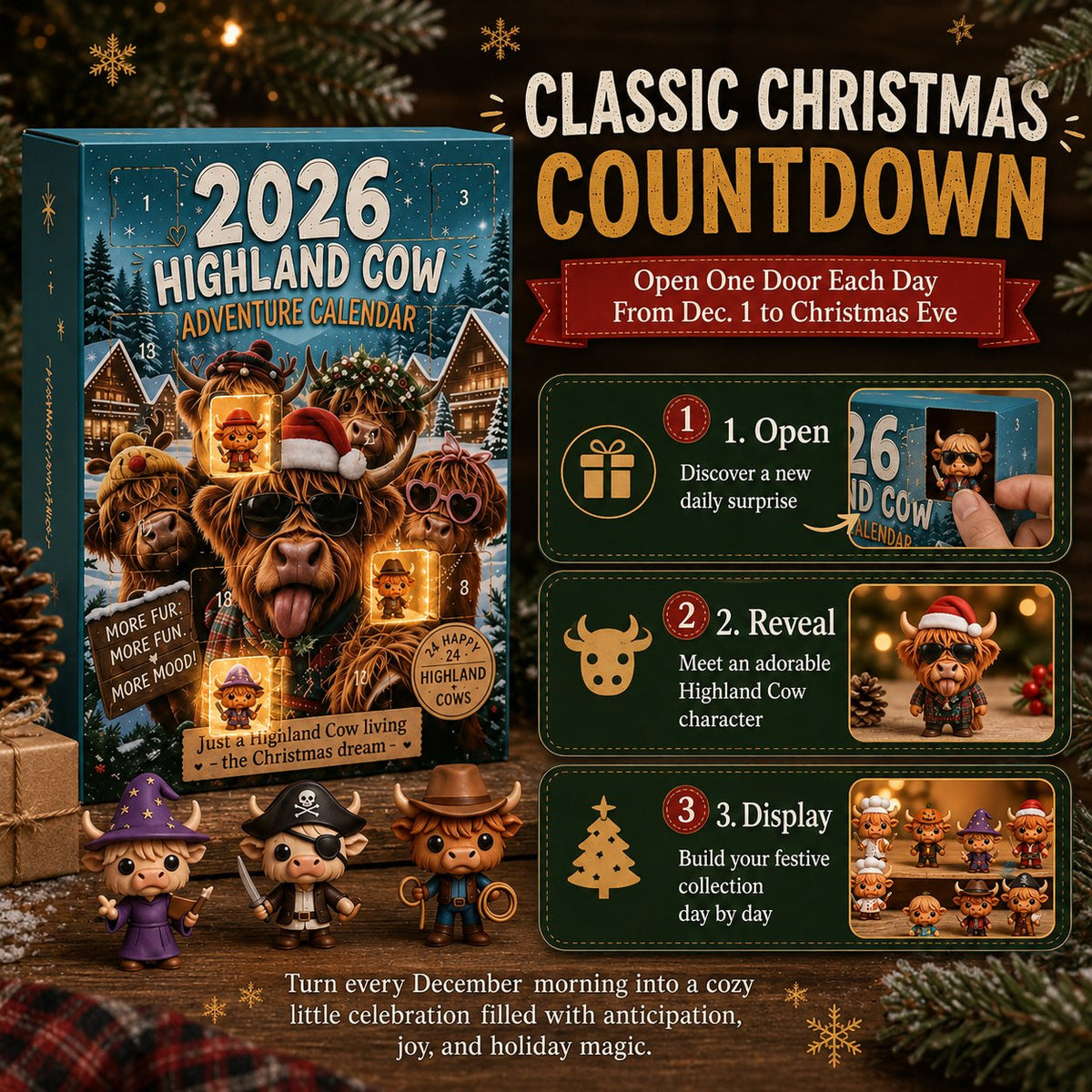 2026 Highland Cow Advent Calendar | Every Day Brings Surprises