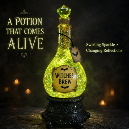 Lighted Witches Brew Poison Bottle Glitter Globe