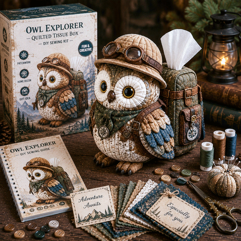 Wise Owl Quilted Tissue Box DIY Sewing Kit