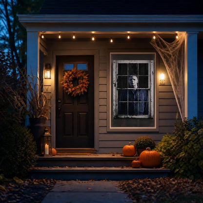 [Scare Neighbors] 3D Halloween Window Poster: Realistic Horror Scene
