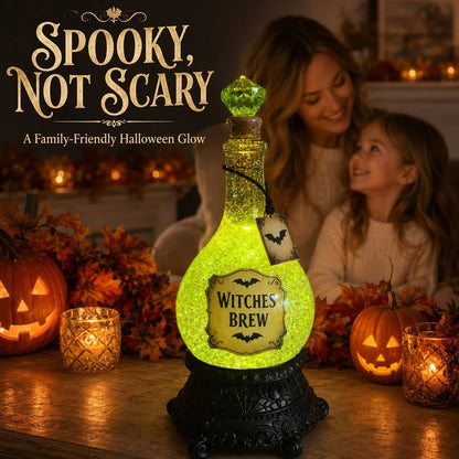 Lighted Witches Brew Poison Bottle Glitter Globe
